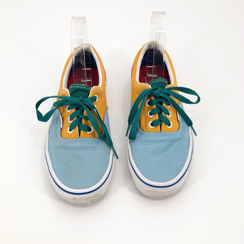 VANS Colorblock Sneaker Shoes Blue Yellow Pink Low Top Lace Up Size 7 Women’s